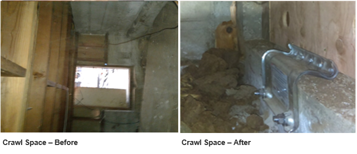 Image: Crawl space before and after EBB retrofit
