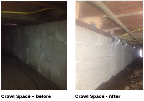 Image: Crawl space before and after an EBB retrofit