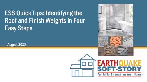 Identifying the weights of roofing and, interior and exterior finishes in four easy steps